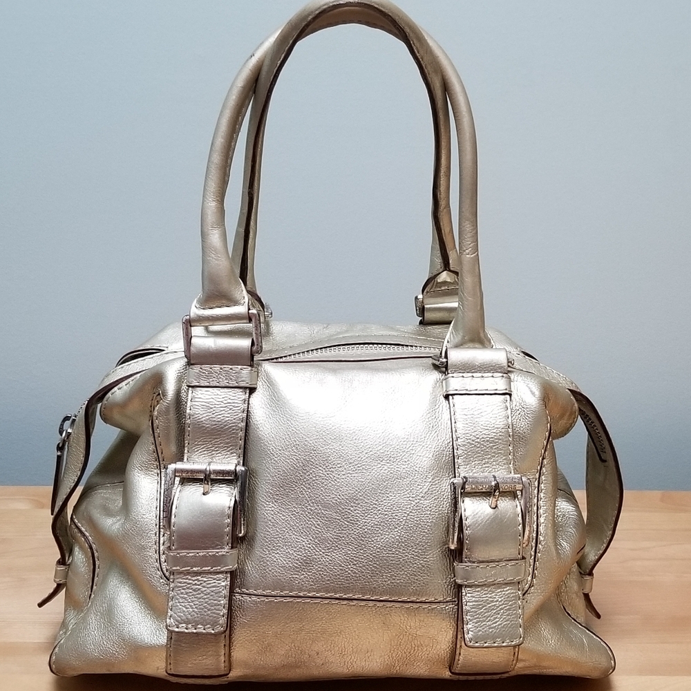 MICHAEL KORS | PEWTER METALLIC SATCHEL BAG